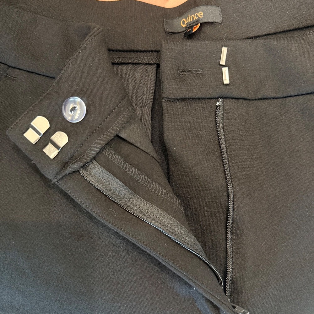 Quince Women's Ultra Stretch Ponte Trouser black sz 12 wide leg office workwear - Picture 8 of 10